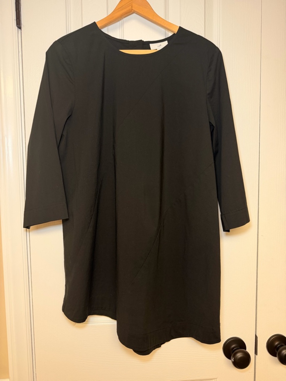 J. Jill Black Asymmetrical Hem Tunic Top Small 3/4 Sleeve Minimalist Quiet Luxe - Picture 2 of 11